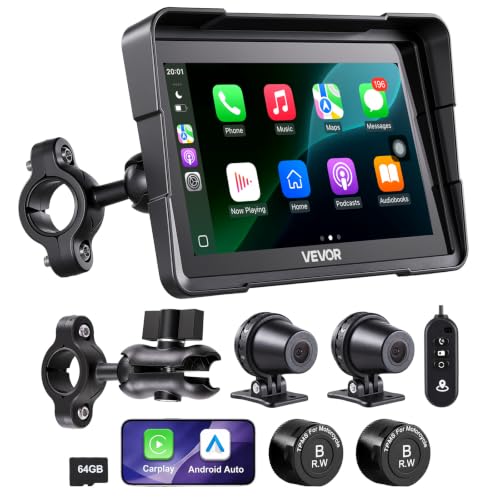 VEVOR 7-Inch Wireless Motorcycle CarPlay Screen