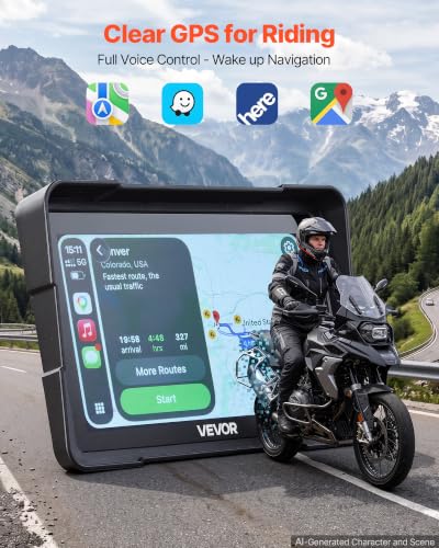 VEVOR 7-Inch Wireless Motorcycle CarPlay Screen