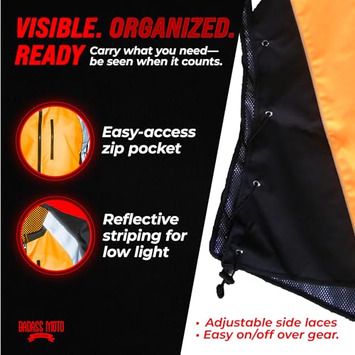Badass Moto Reflective Vest with Pockets