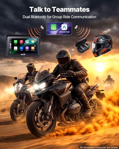 VEVOR 7-Inch Wireless Motorcycle CarPlay Screen
