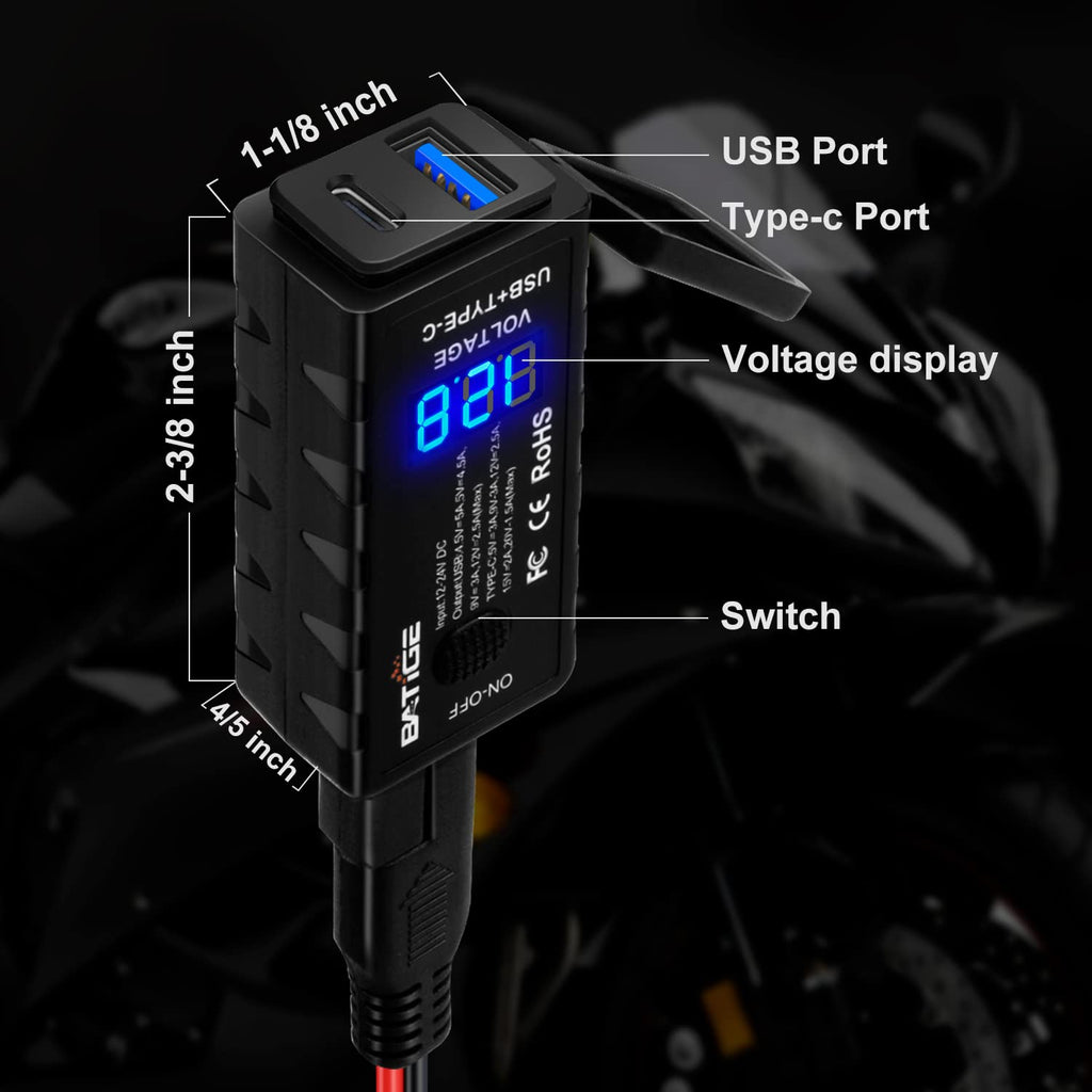 BATIGE SAE-to-USB Motorcycle Charger