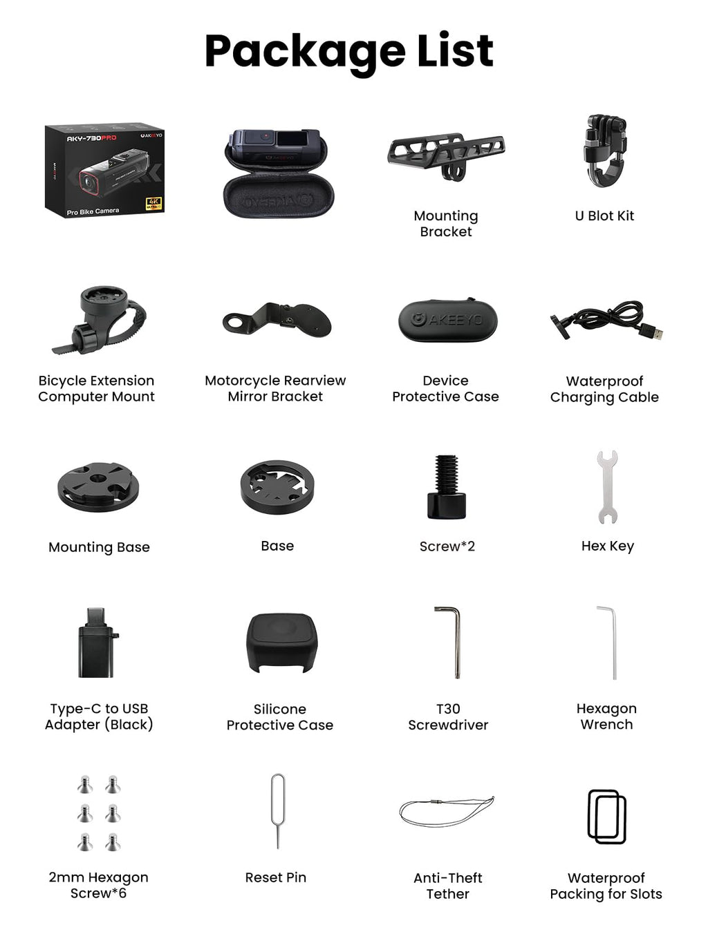 AKEEYO AKY-730Pro 4K Motorcycle Action Camera