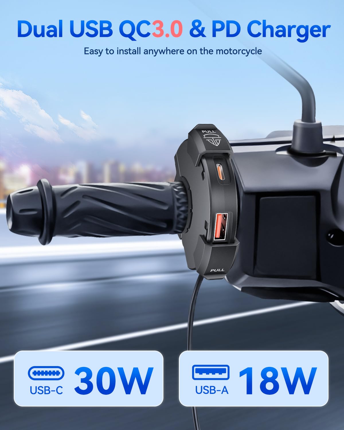 EXTRACTME Slim Dual-USB Motorcycle Charger