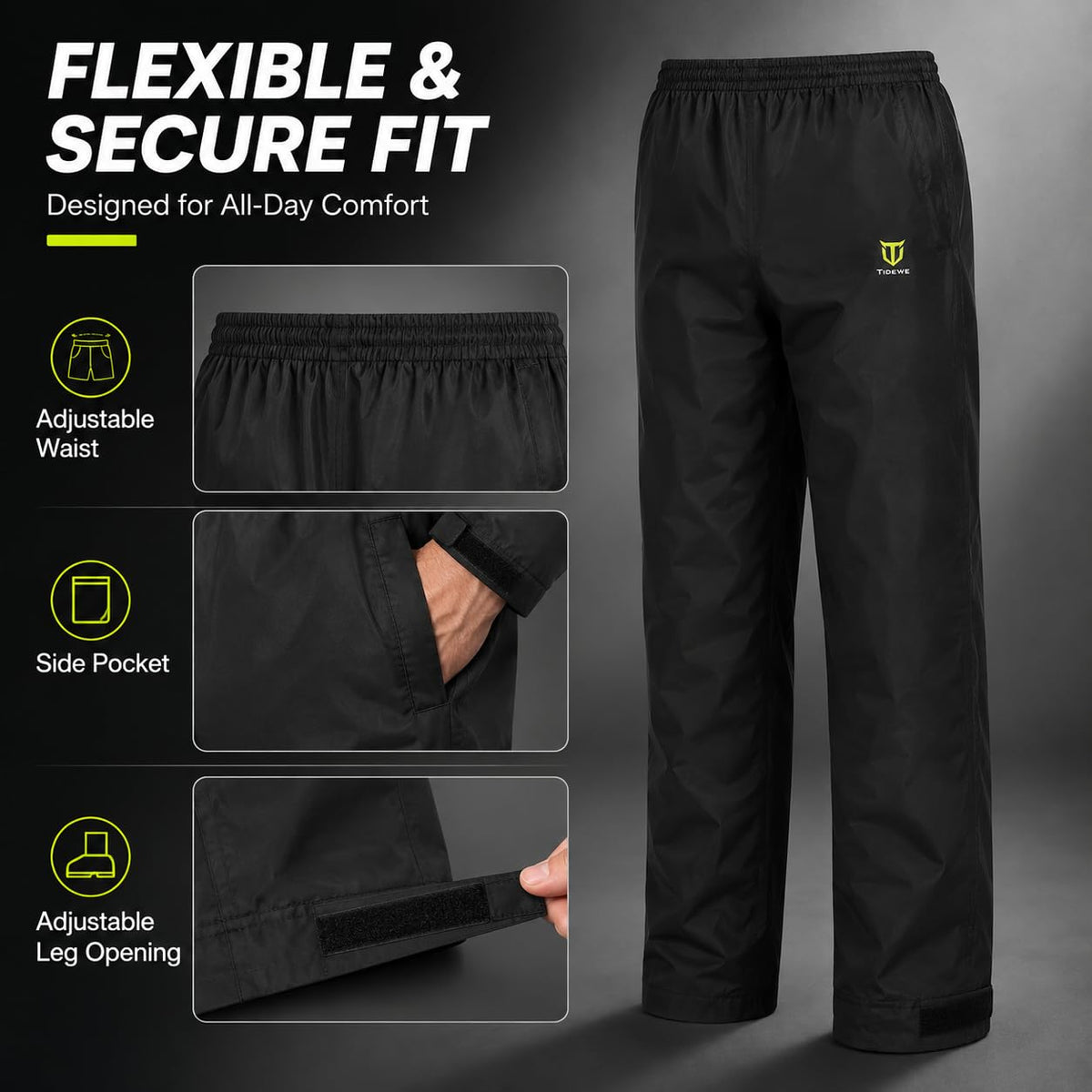 TIDEWE Lightweight Two-Piece Rain Suit