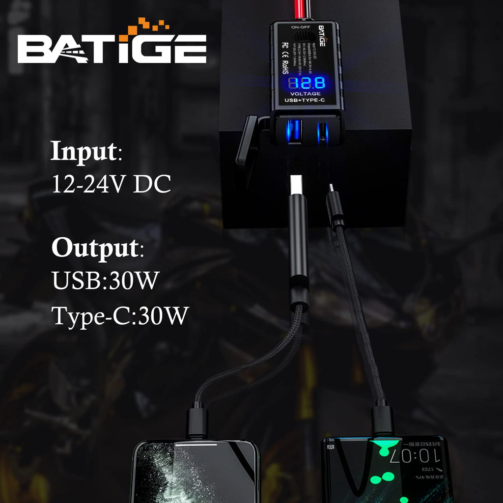 BATIGE SAE-to-USB Motorcycle Charger