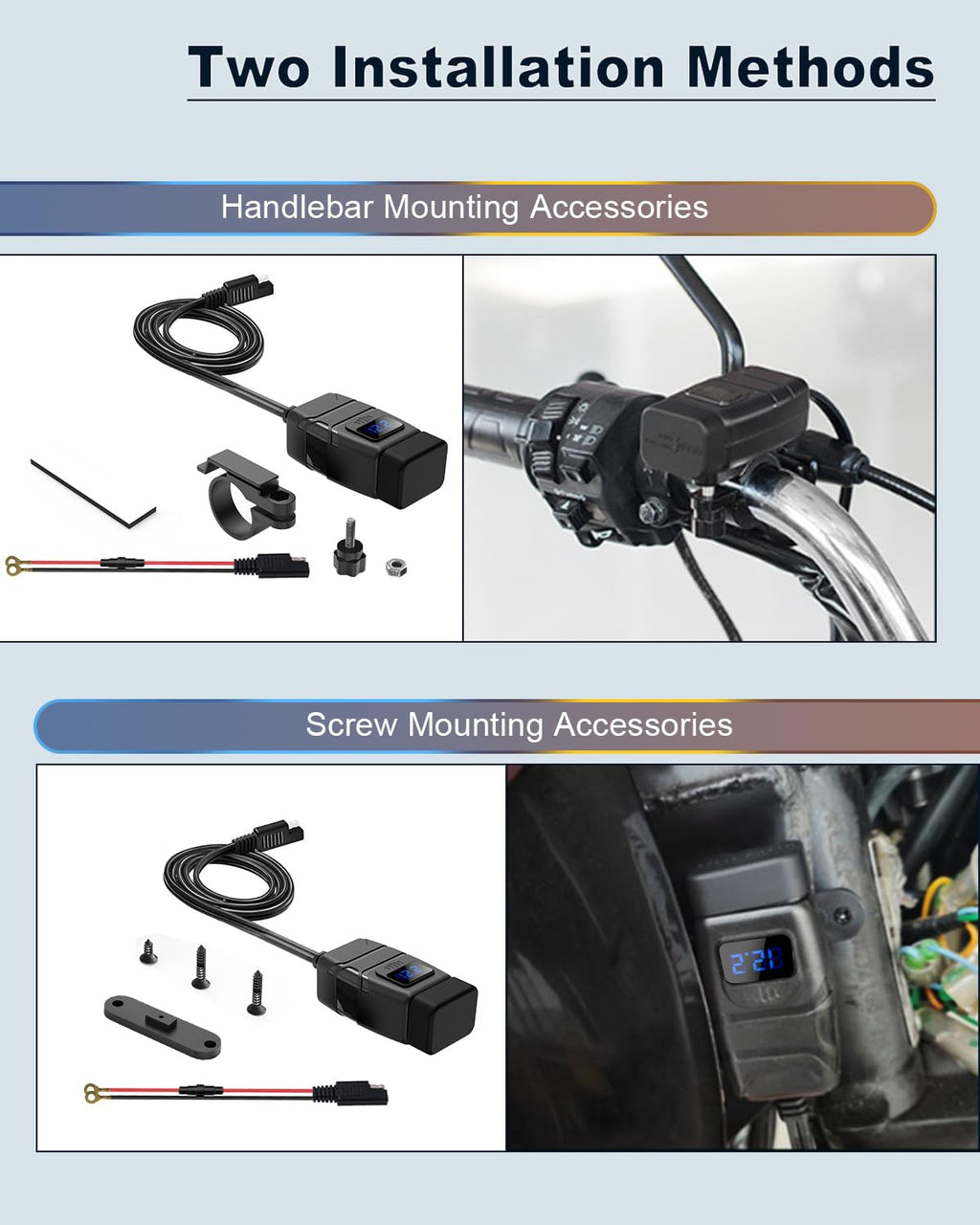 EXTRACTME 6.8A Dual-USB Motorcycle Charger