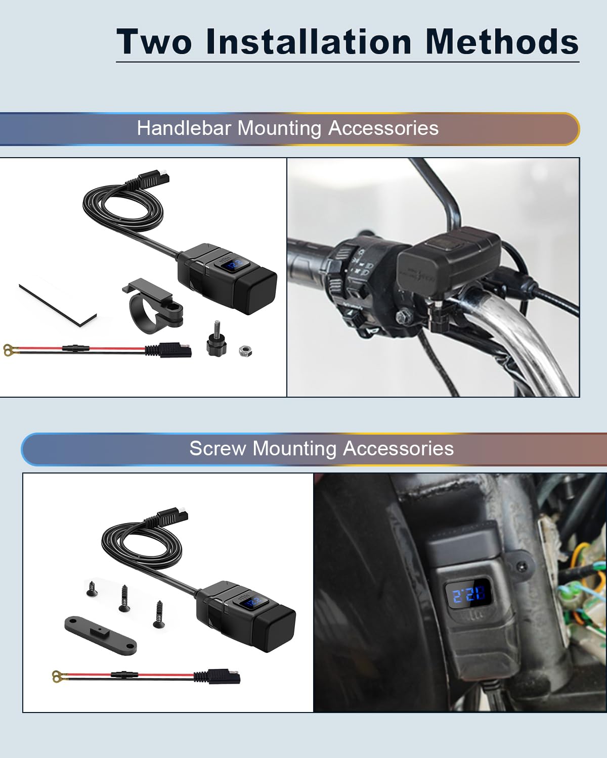 EXTRACTME 6.8A Dual-USB Motorcycle Charger