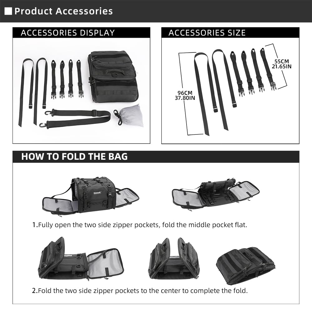 Rhinowalk Expandable Motorcycle Tail Bag