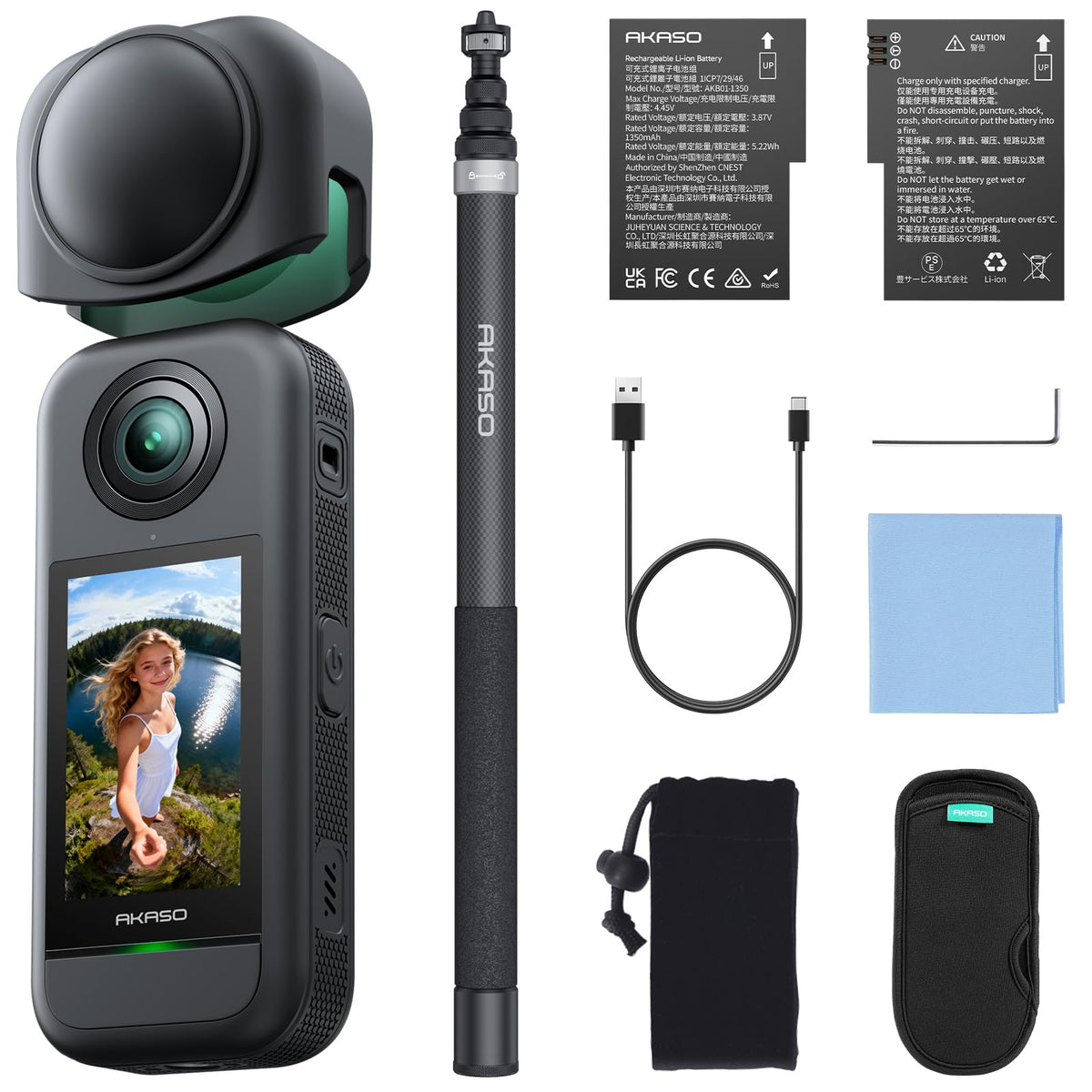 AKASO 360 Motorcycle Action Camera Combo