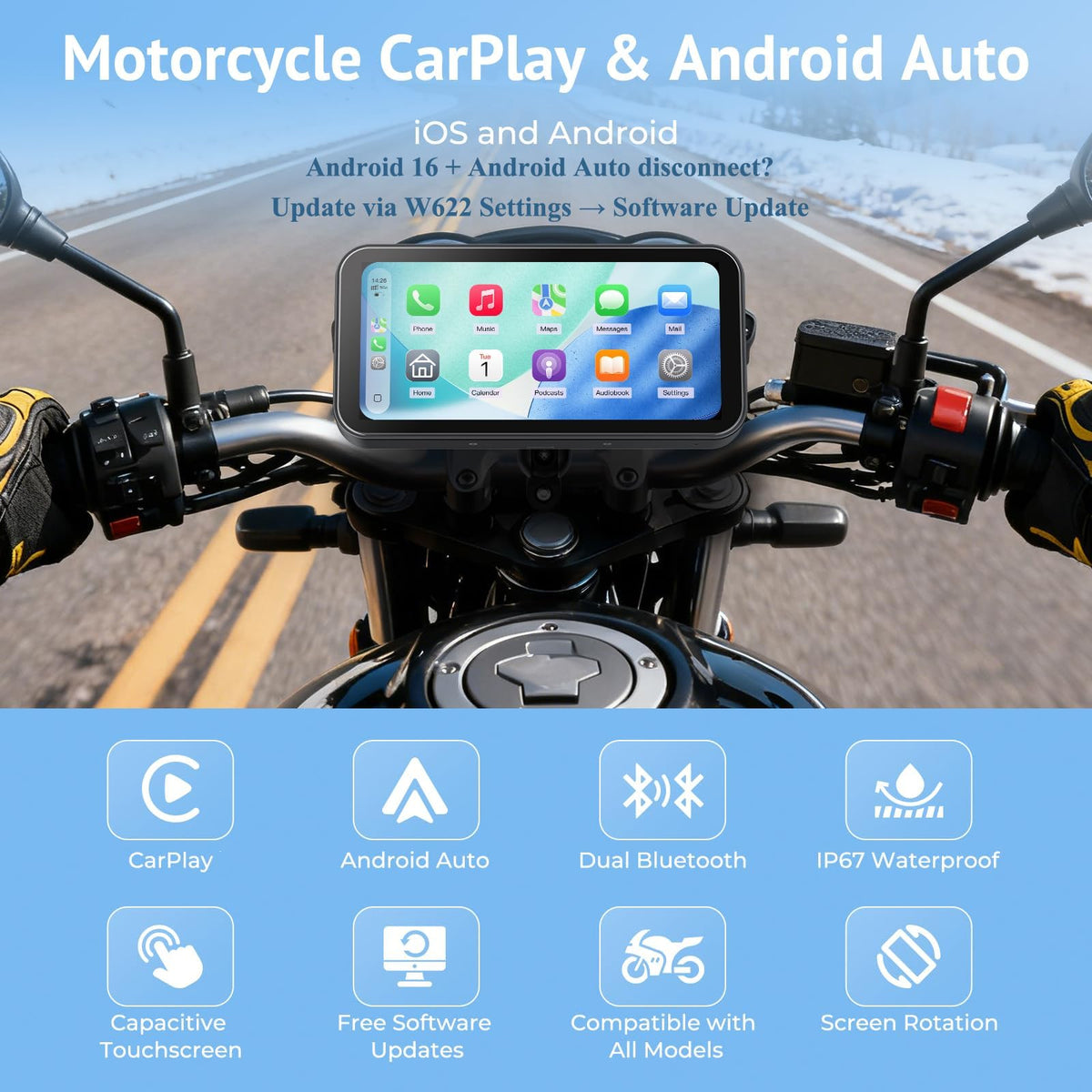 Wonsidary 6.25-Inch Motorcycle CarPlay Display