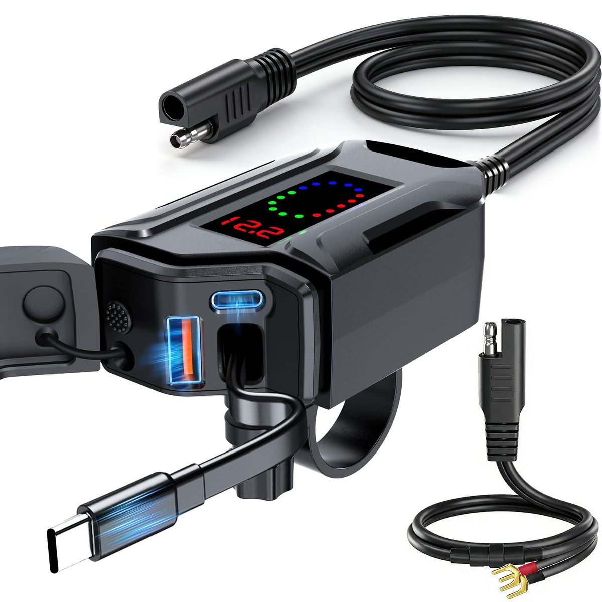 3-in-1 USB Motorcycle Charger with Cable