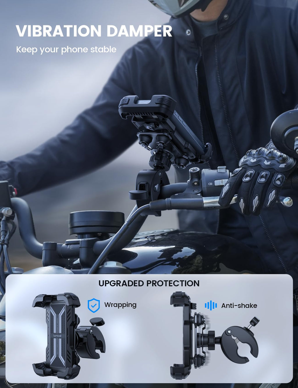 Lamicall Anti-Vibration Motorcycle Phone Mount