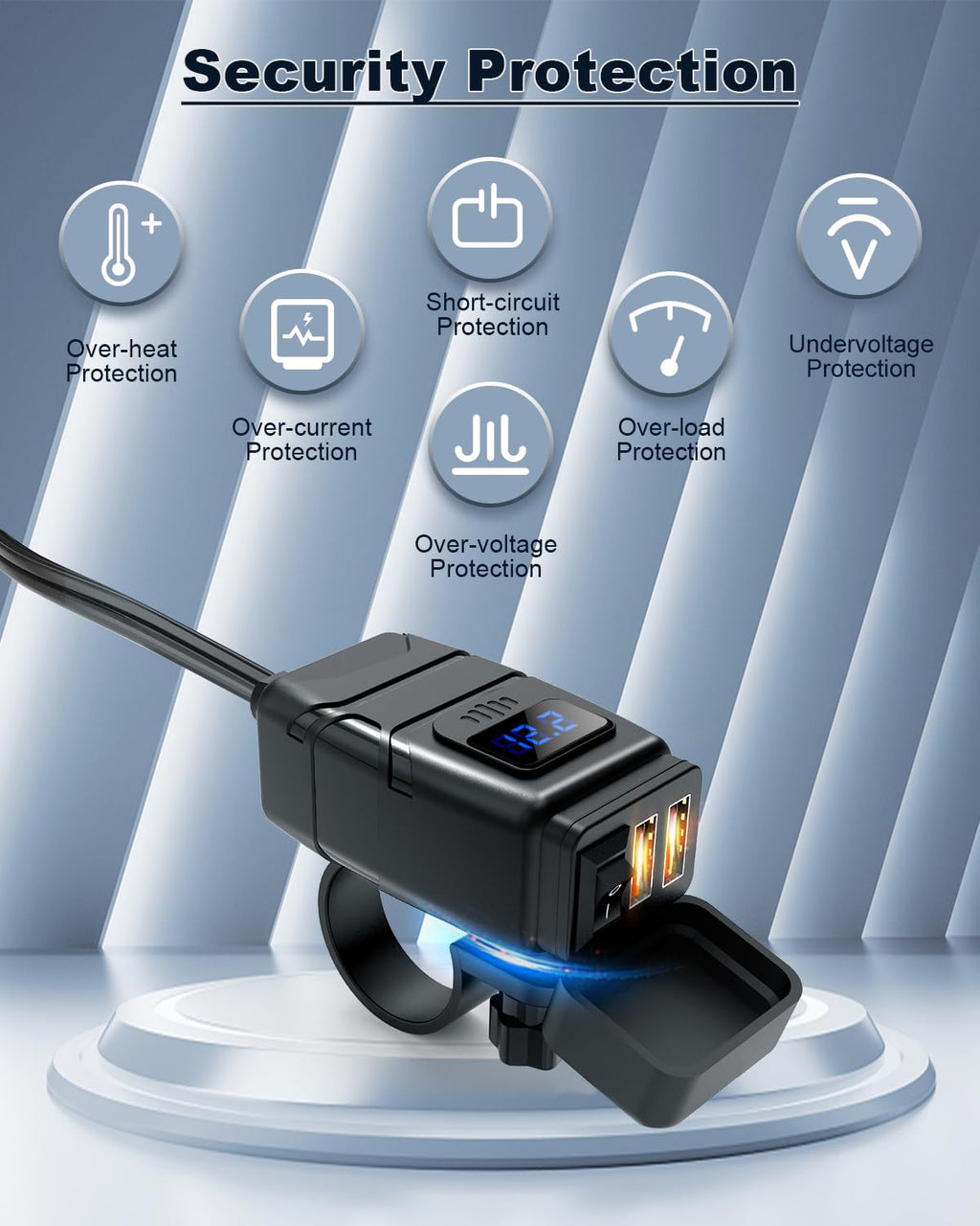 EXTRACTME 6.8A Dual-USB Motorcycle Charger