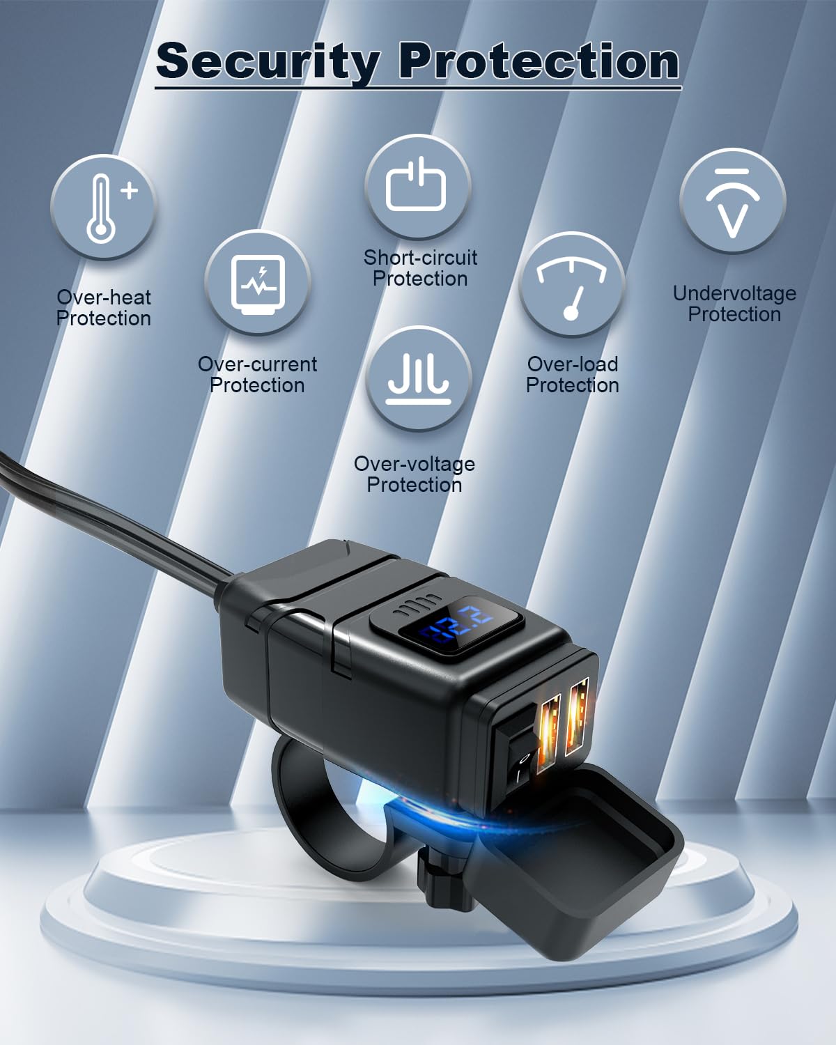 EXTRACTME 6.8A Dual-USB Motorcycle Charger