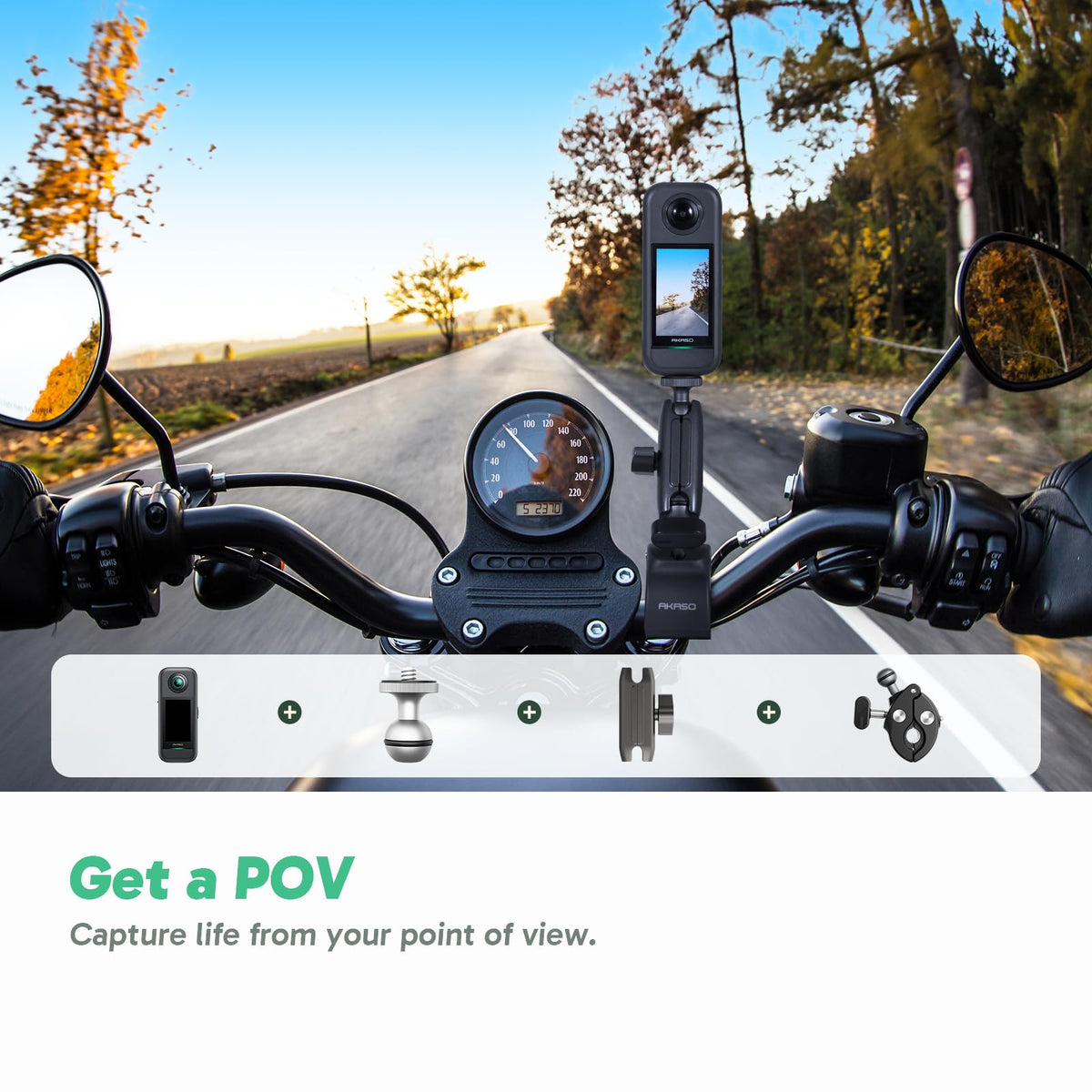 AKASO 360 Motorcycle Action Camera Combo