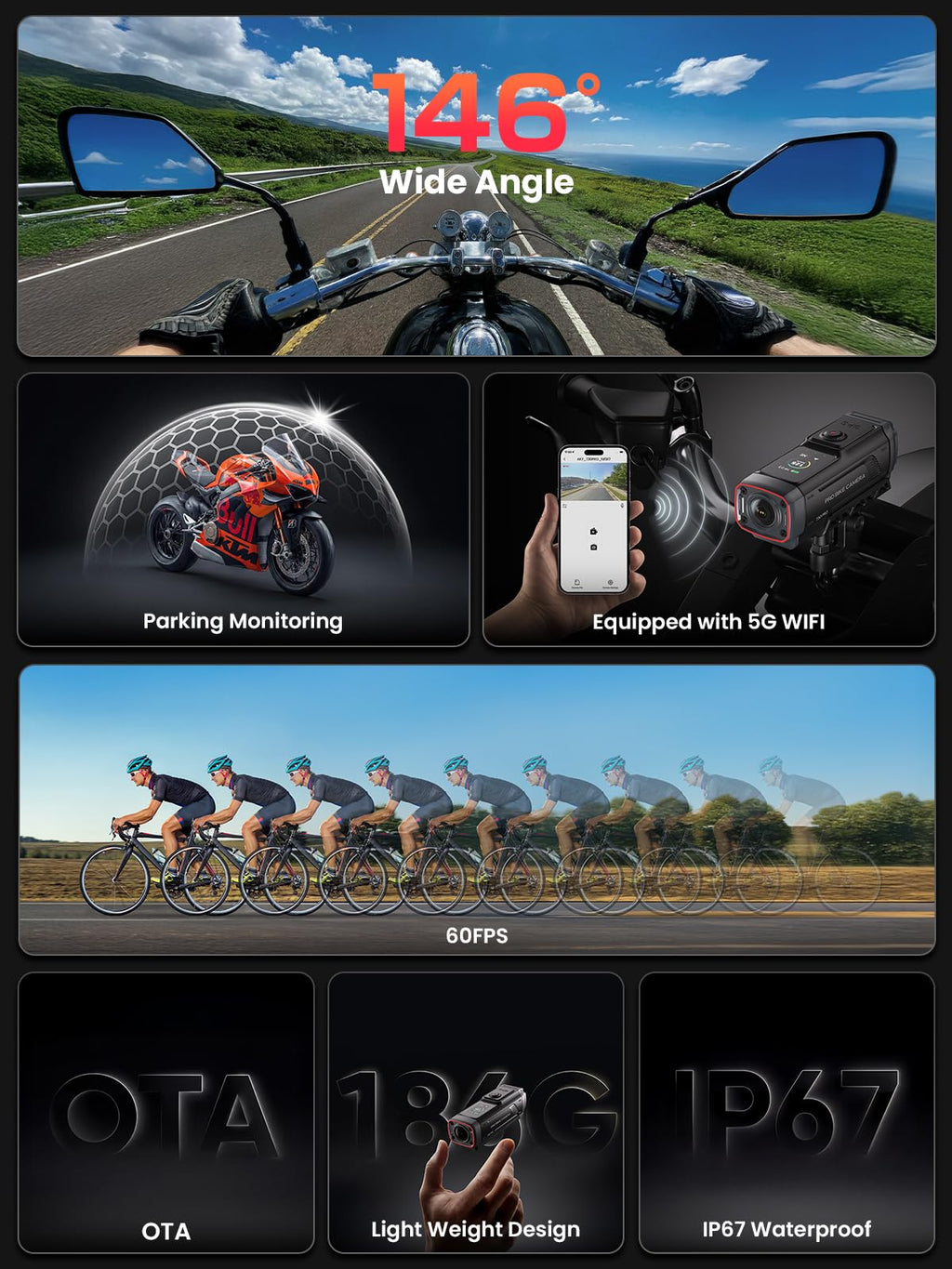 AKEEYO AKY-730Pro 4K Motorcycle Action Camera