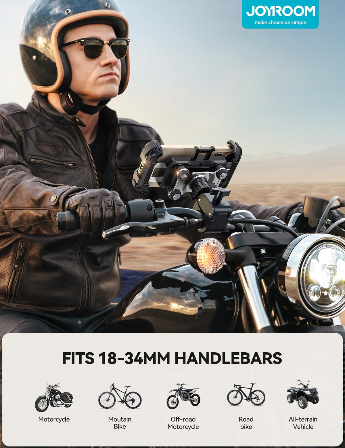JOYROOM Dual-Dampener Motorcycle Phone Mount
