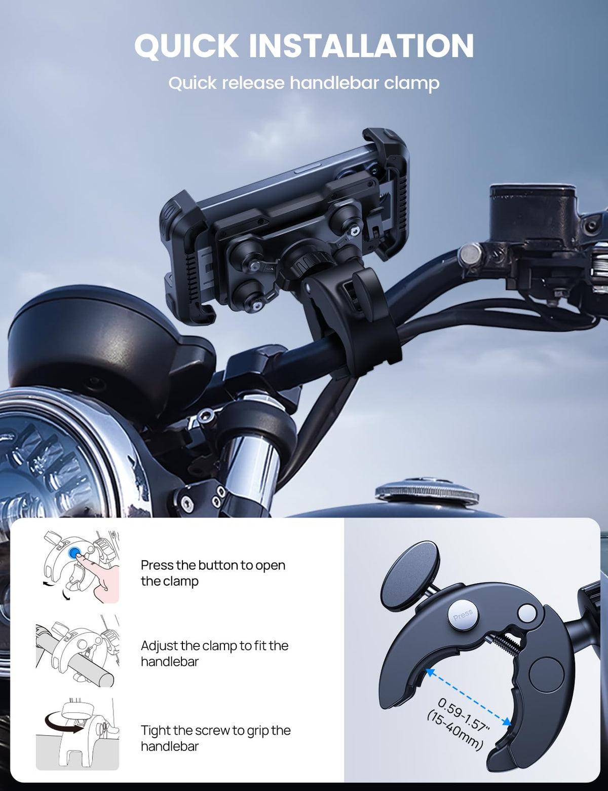 Lamicall Anti-Vibration Motorcycle Phone Mount