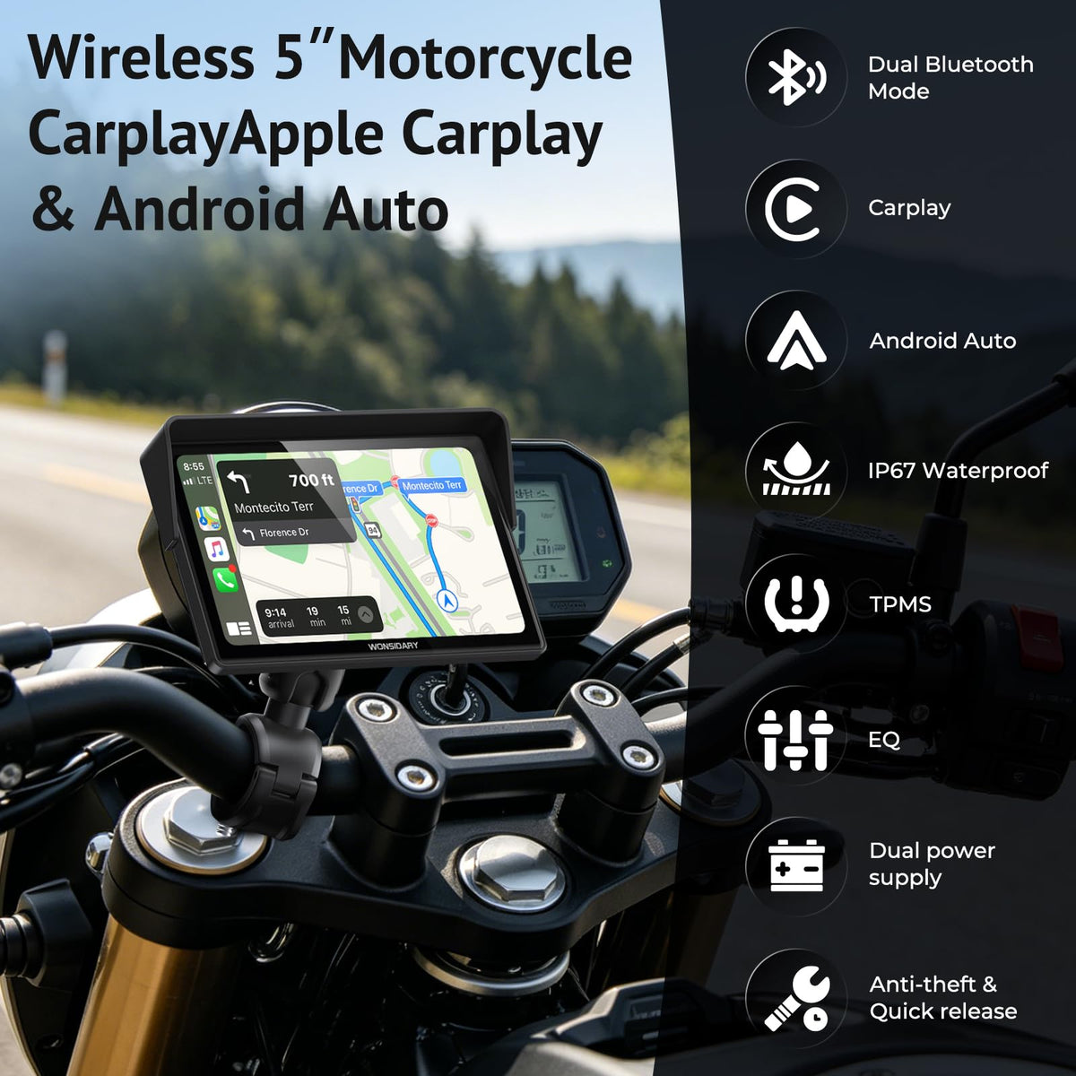 Wonsidary 7-Inch GPS and TPMS Display