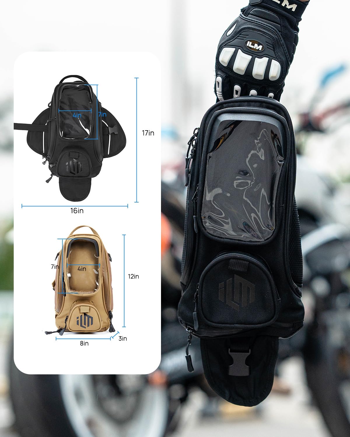 ILM Waterproof Magnetic Motorcycle Tank Bag
