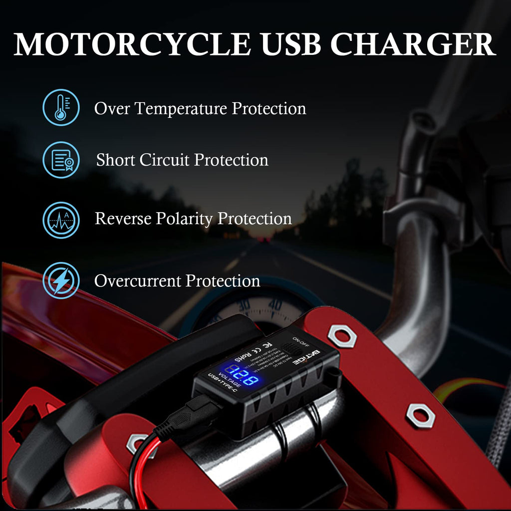 BATIGE SAE-to-USB Motorcycle Charger