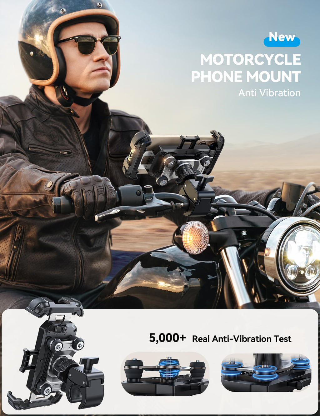 JOYROOM Dual-Dampener Motorcycle Phone Mount