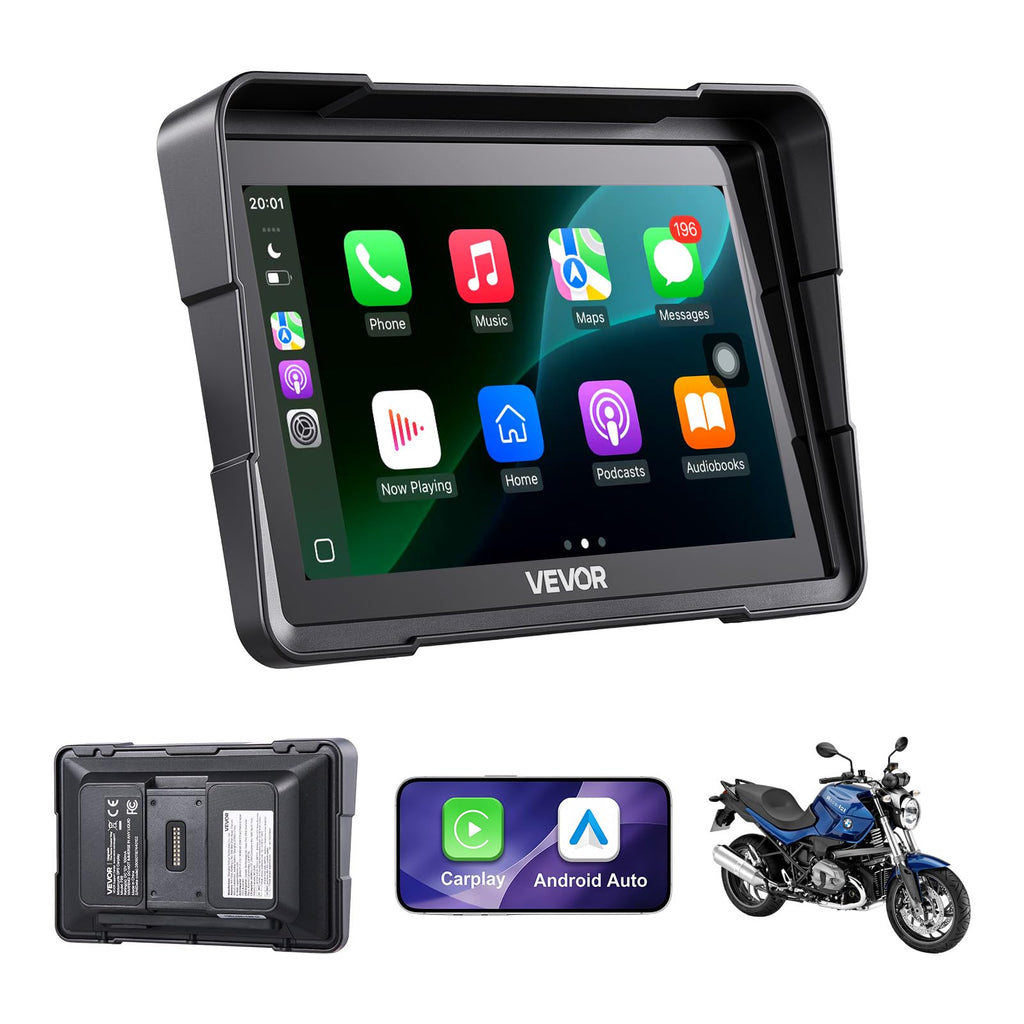 VEVOR 7-Inch Wireless Motorcycle CarPlay Screen