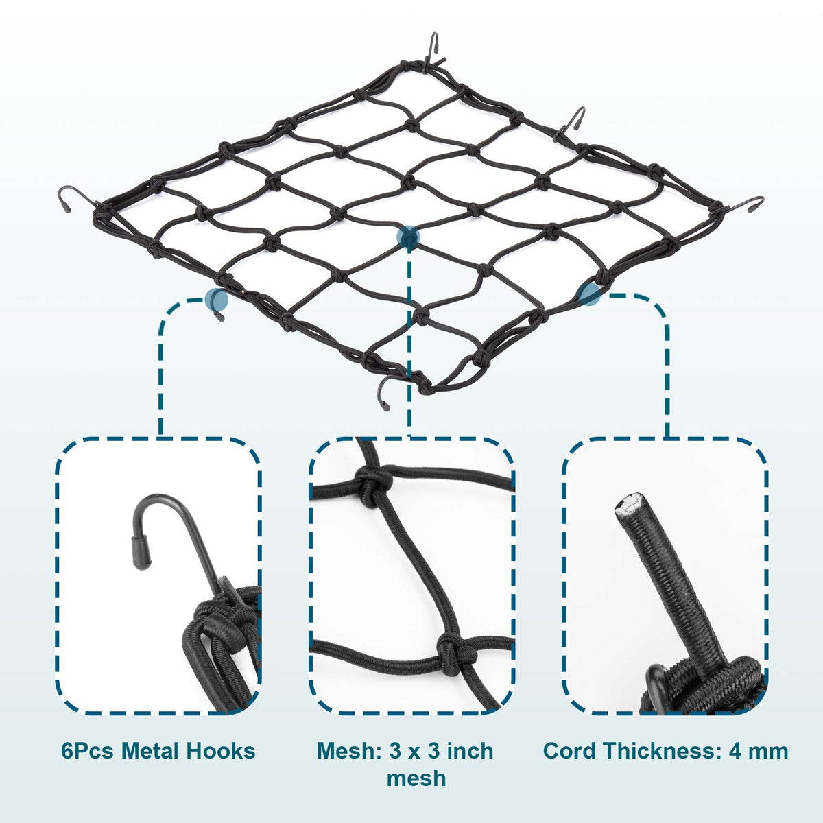 2-Pack Latex Motorcycle Cargo Nets