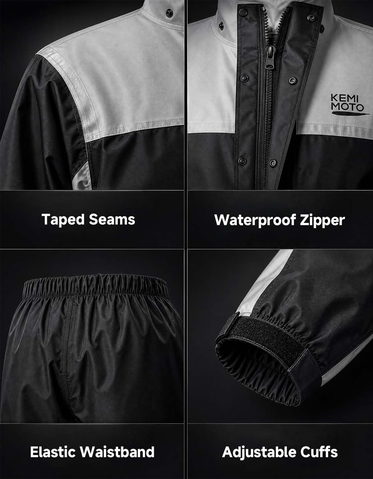 KEMIMOTO Waterproof Motorcycle Rain Suit