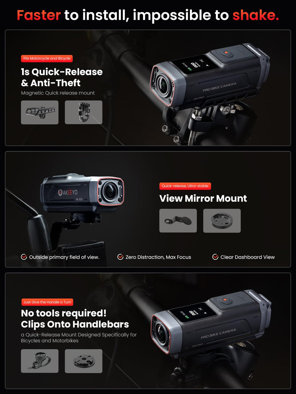 AKEEYO AKY-730Pro 4K Motorcycle Action Camera
