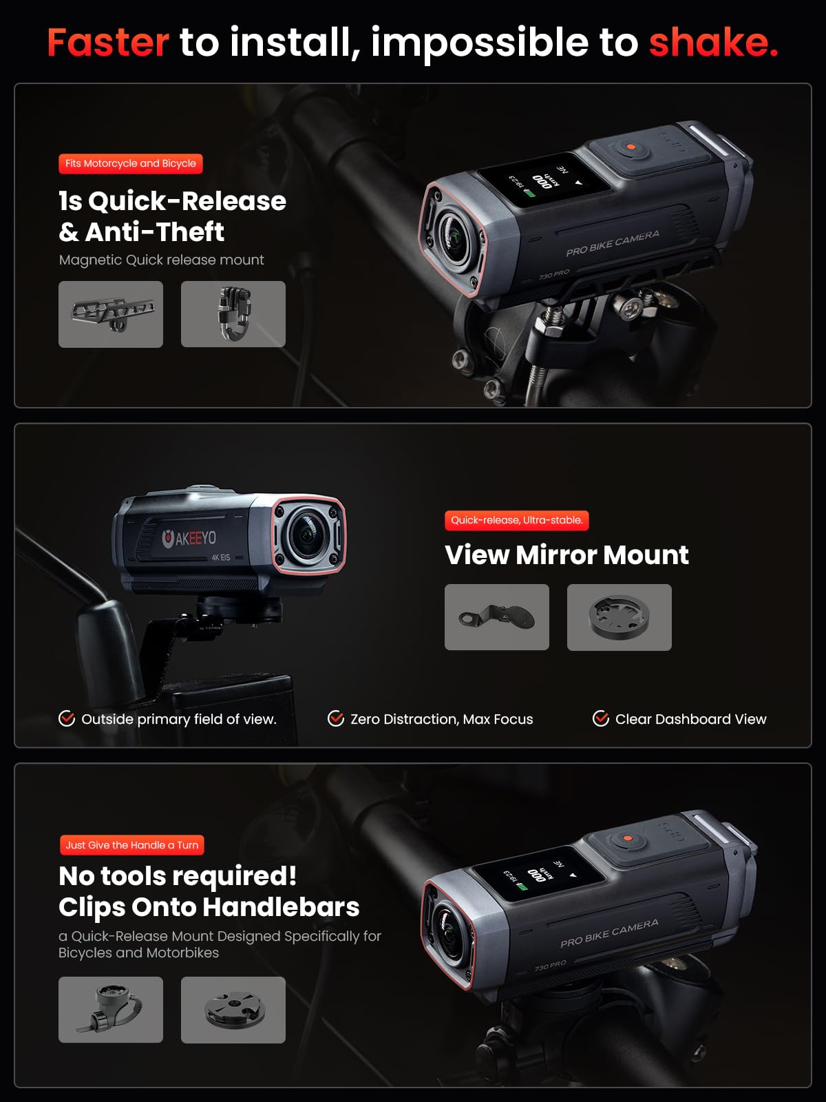 AKEEYO AKY-730Pro 4K Motorcycle Action Camera