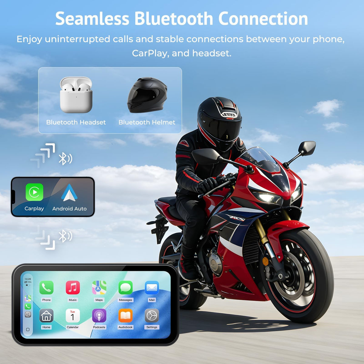 Wonsidary 6.25-Inch Motorcycle CarPlay Display
