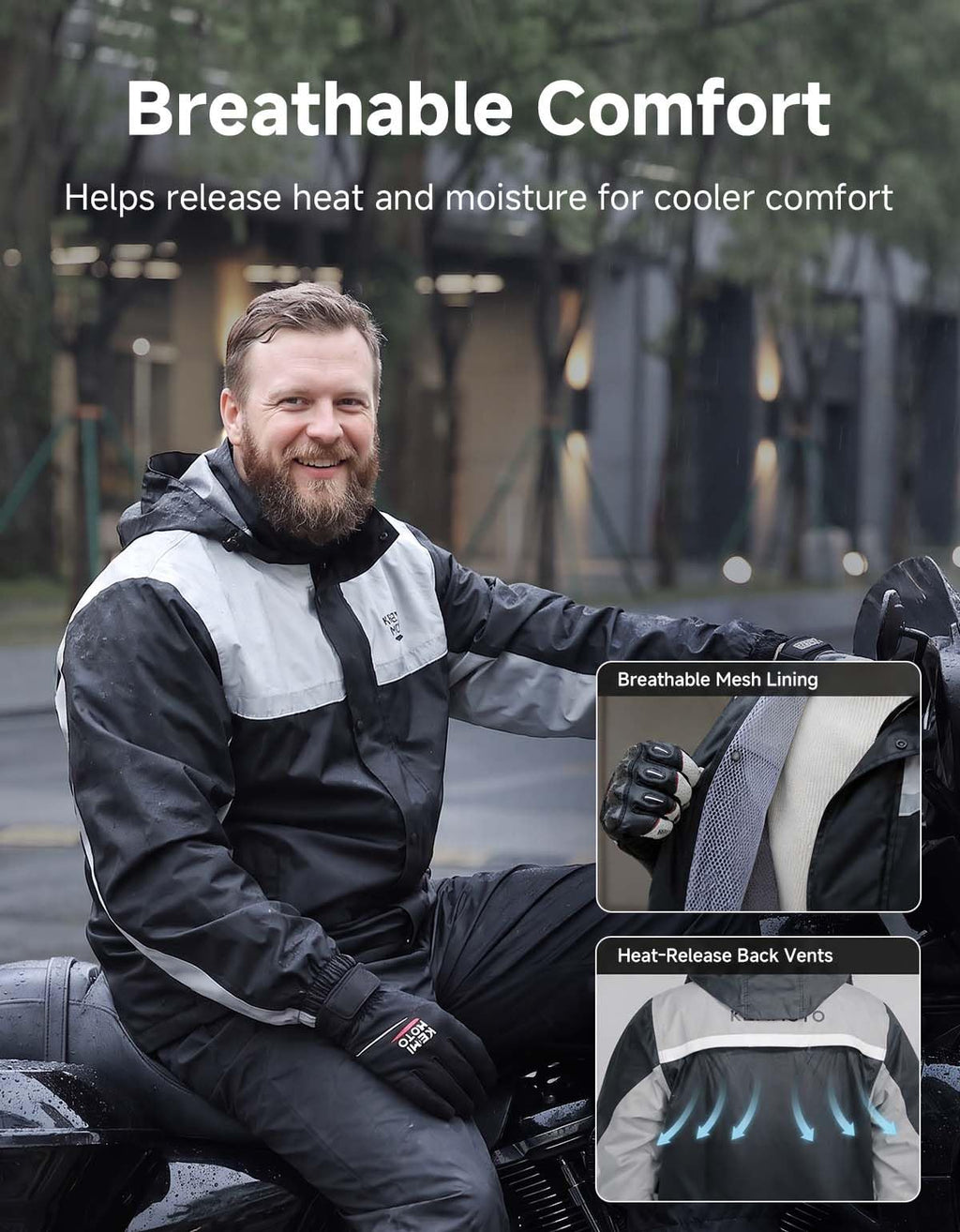 KEMIMOTO Waterproof Motorcycle Rain Suit