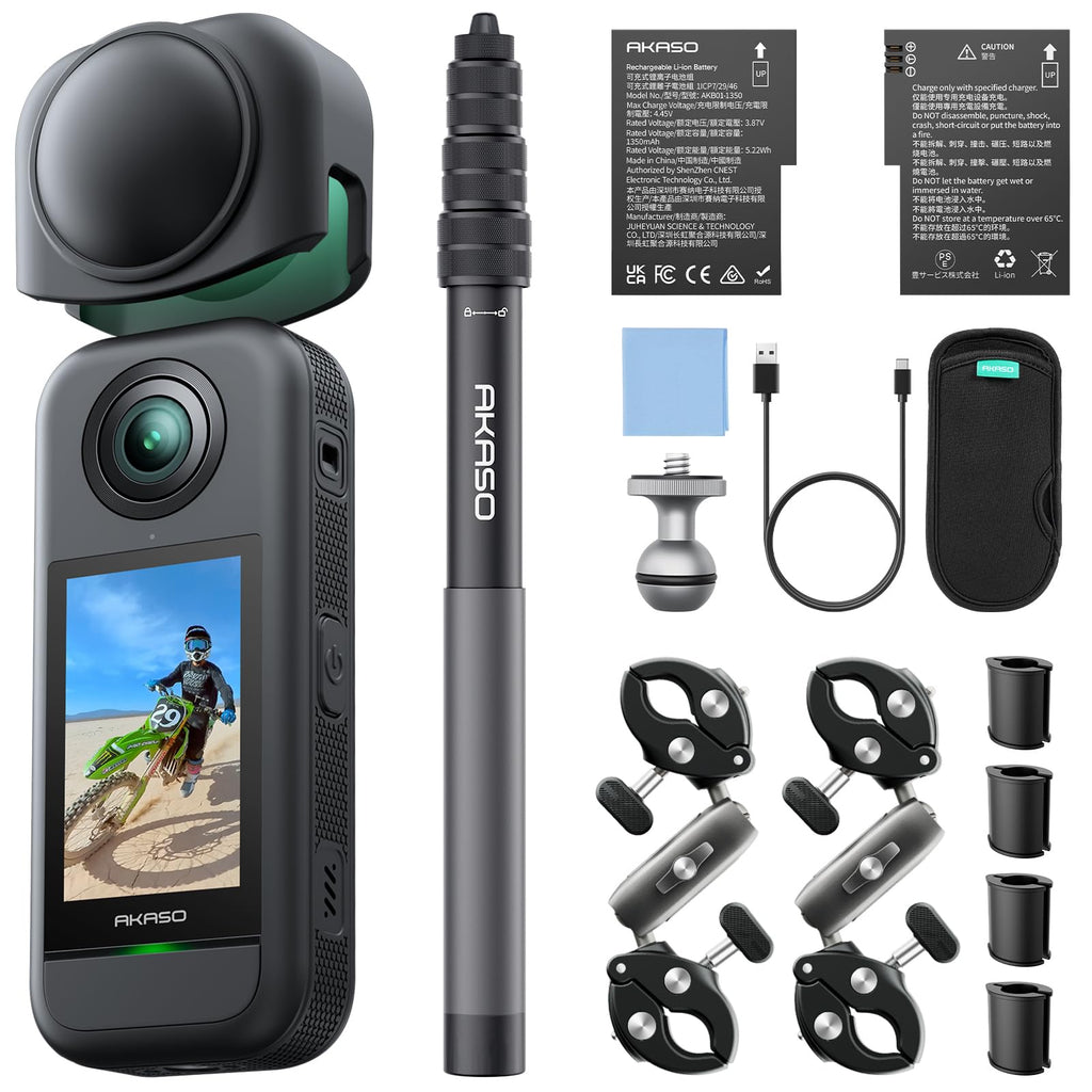 AKASO 360 Motorcycle Action Camera Combo