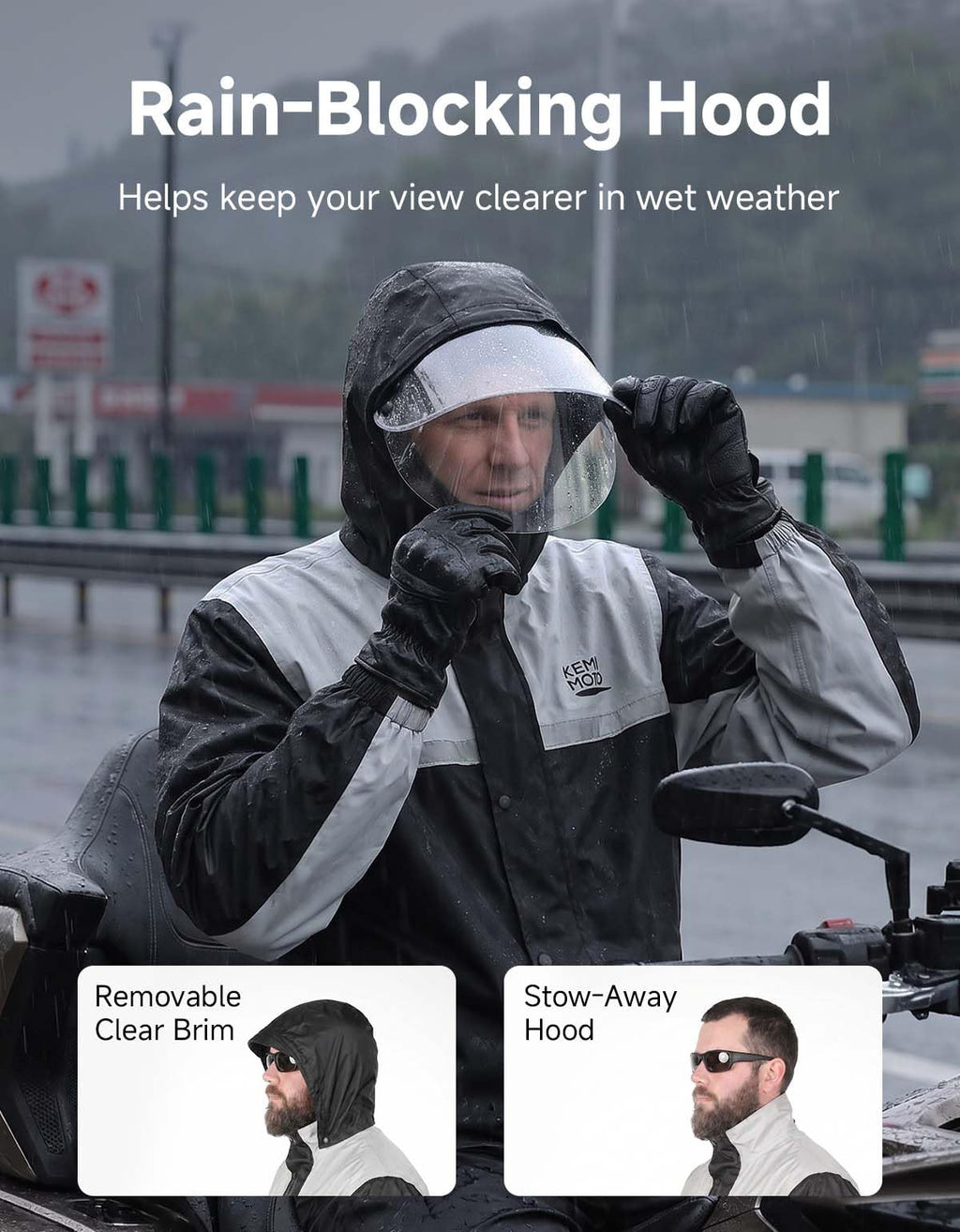KEMIMOTO Waterproof Motorcycle Rain Suit
