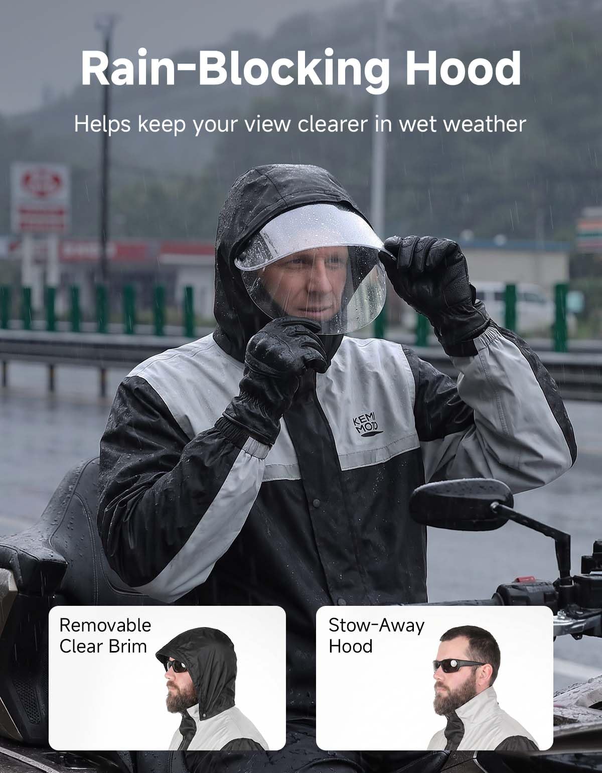 KEMIMOTO Waterproof Motorcycle Rain Suit