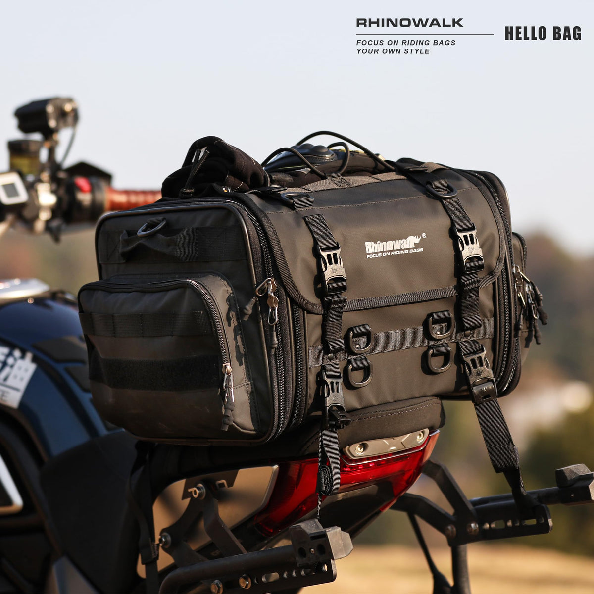 Rhinowalk Expandable Motorcycle Tail Bag