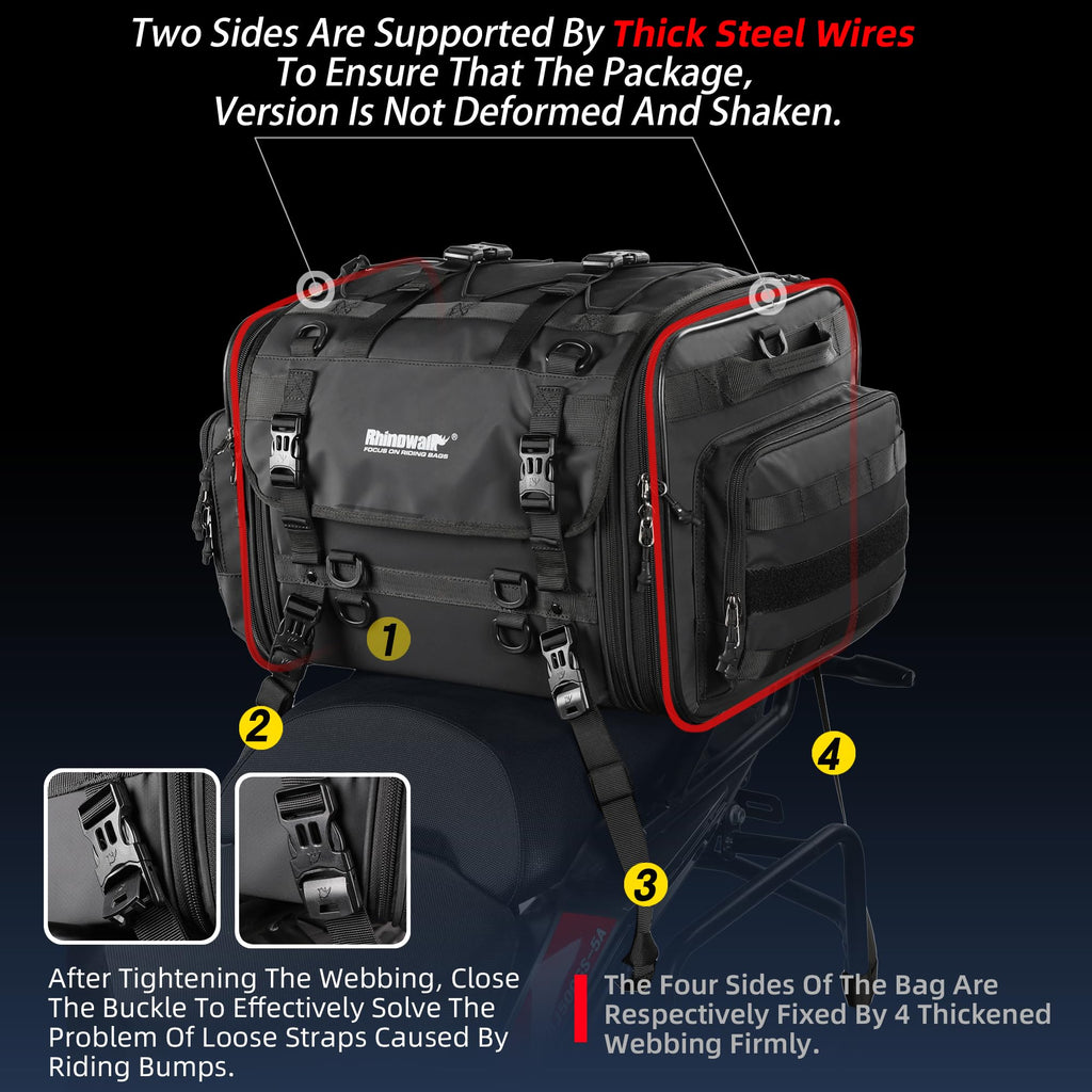 Rhinowalk Expandable Motorcycle Tail Bag