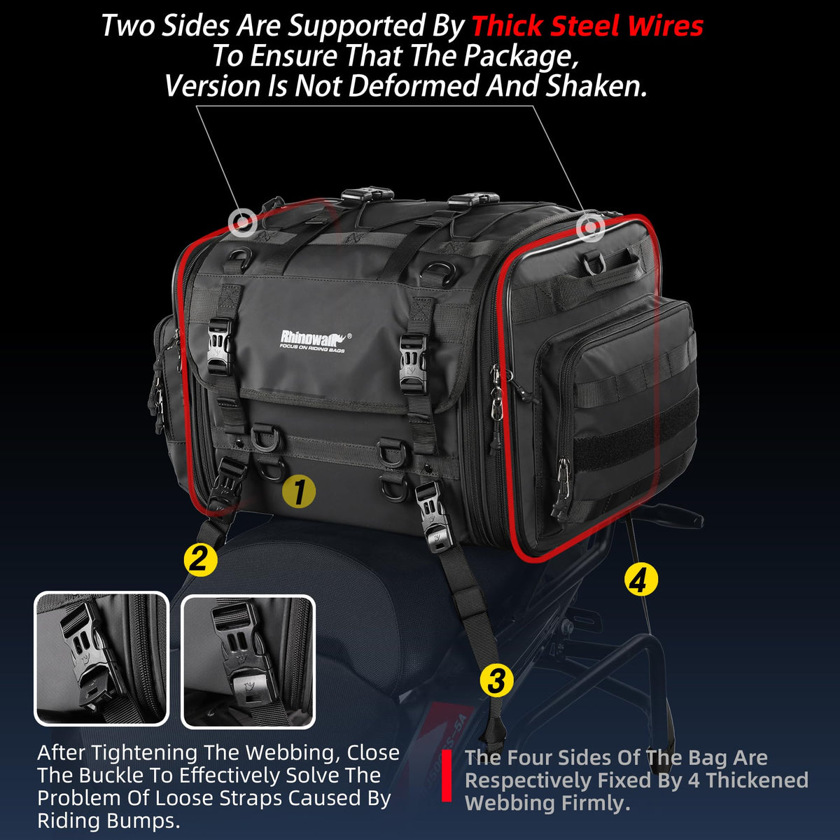 Rhinowalk Expandable Motorcycle Tail Bag