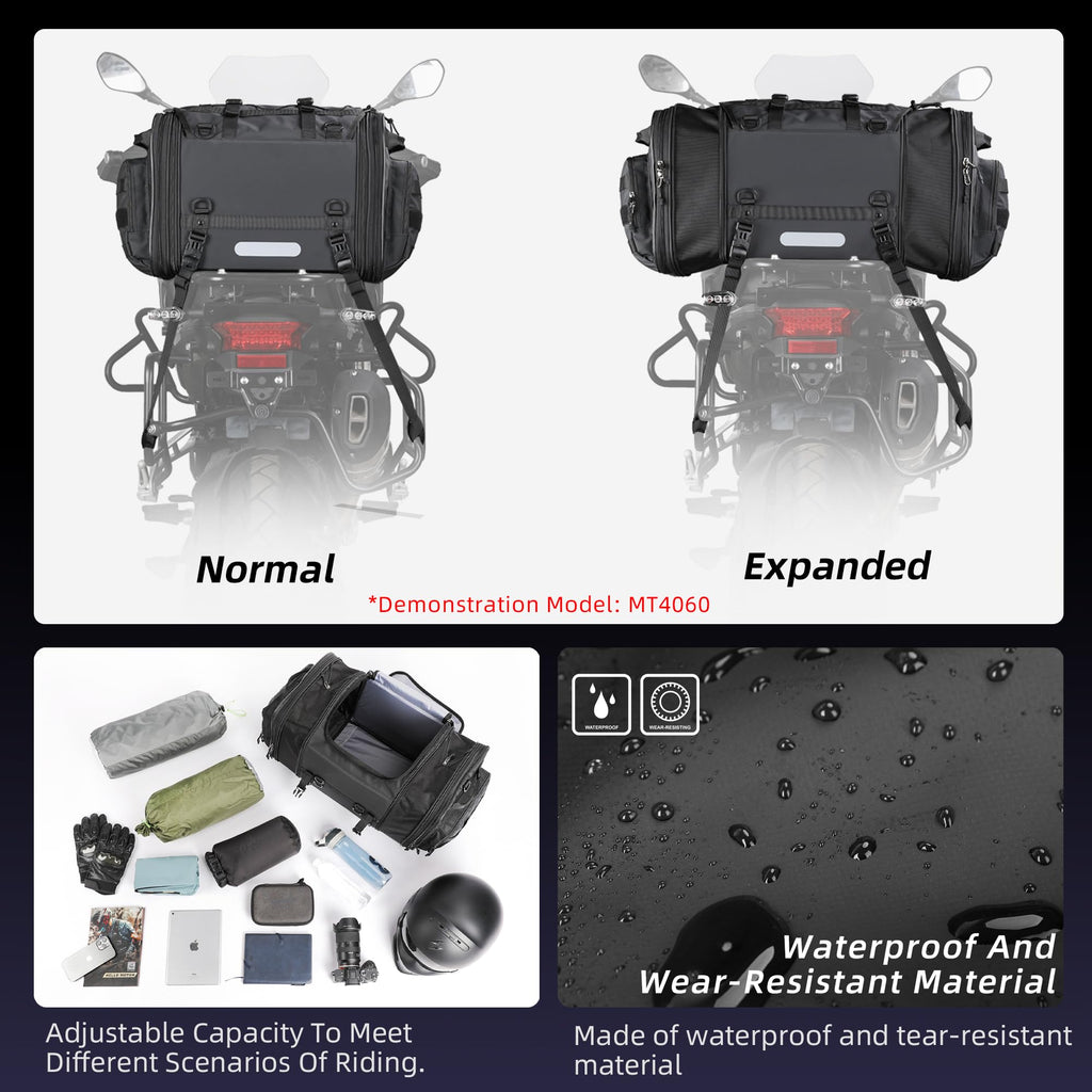 Rhinowalk Expandable Motorcycle Tail Bag