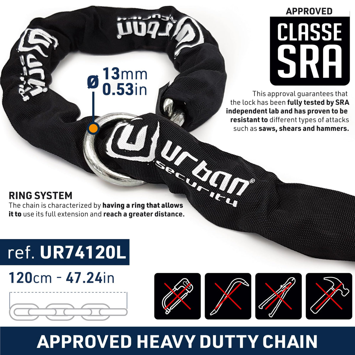 Urban Security Chain and Mini U-Lock Kit