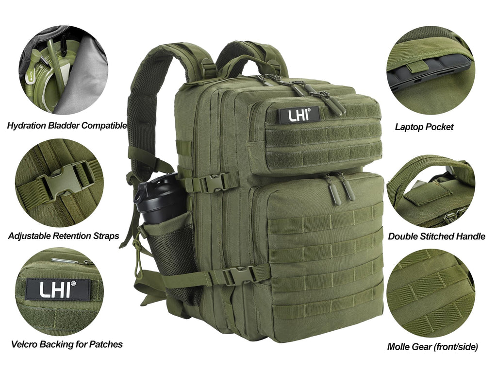 LHI 45L MOLLE Tactical Riding Backpack