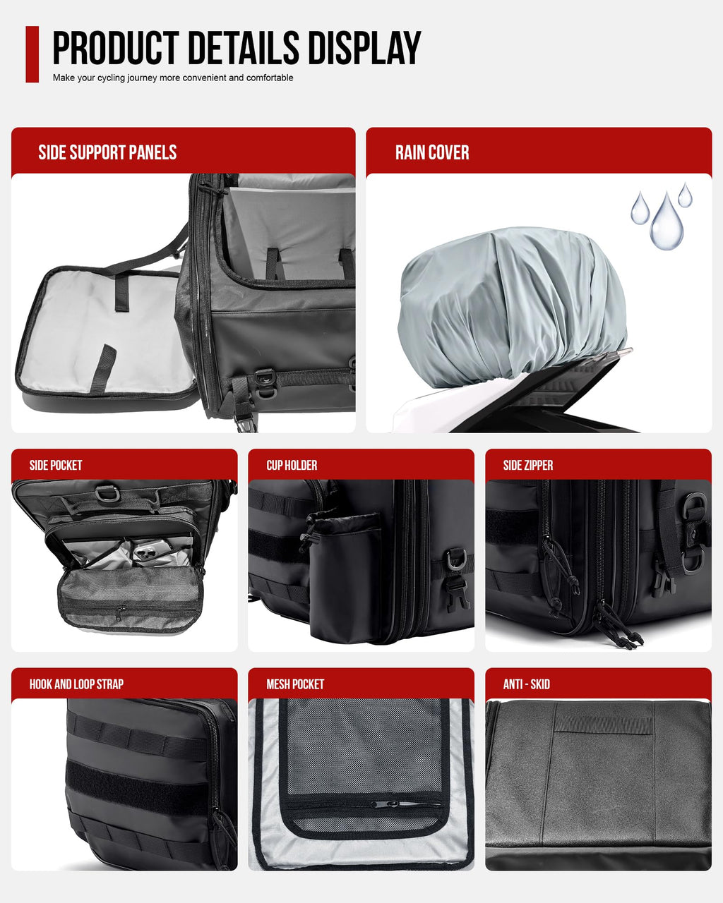 RIDEIRON 40–60L Expandable Motorcycle Tail Bag