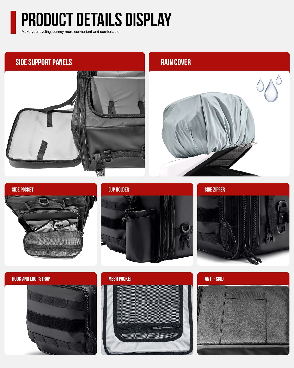 RIDEIRON 40–60L Expandable Motorcycle Tail Bag