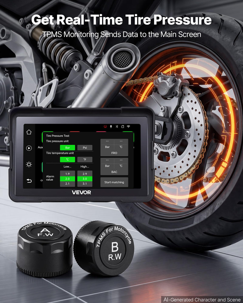 VEVOR 7-Inch Wireless Motorcycle CarPlay Screen