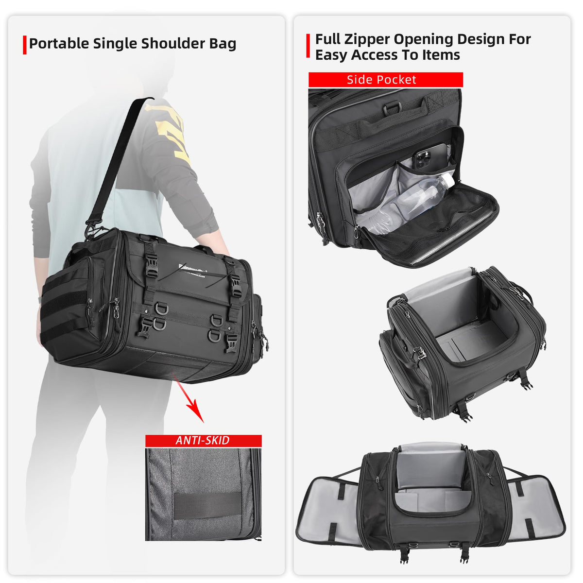 Rhinowalk Expandable Motorcycle Tail Bag