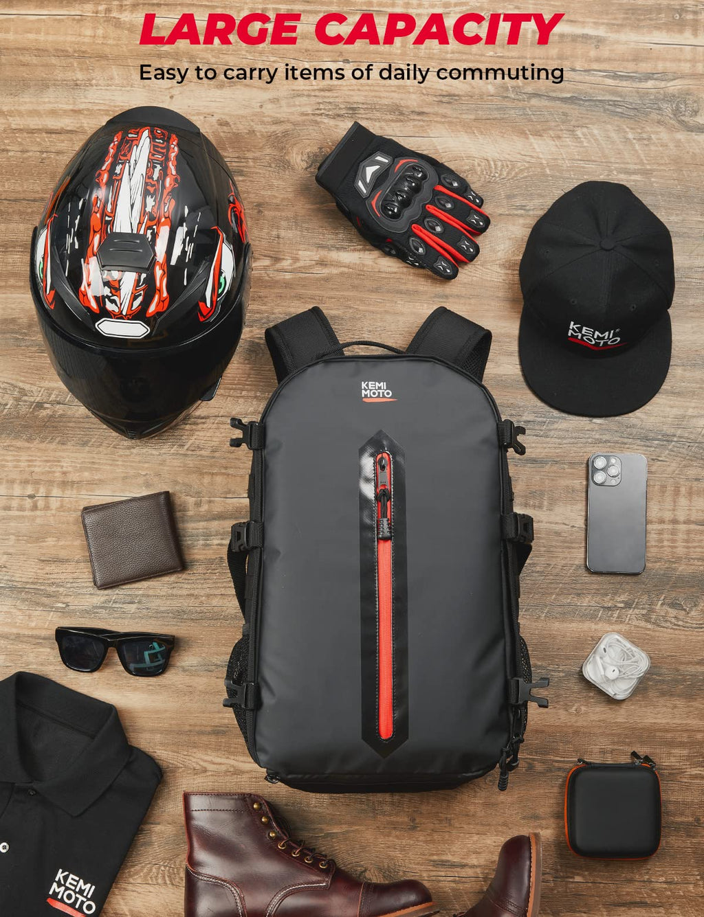 KEMIMOTO 35L Motorcycle Helmet Backpack