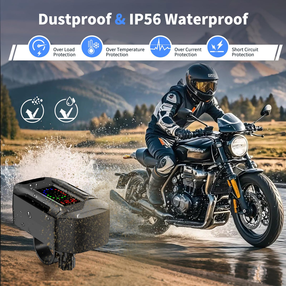 3-in-1 USB Motorcycle Charger with Cable