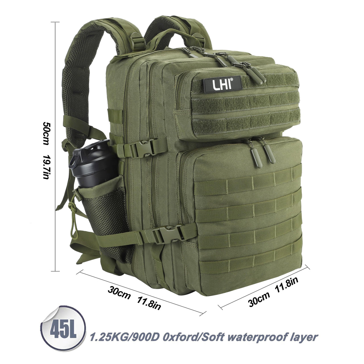 LHI 45L MOLLE Tactical Riding Backpack